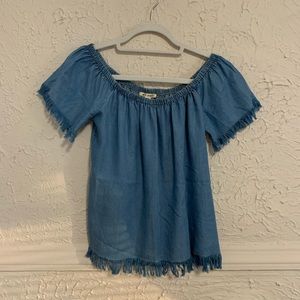 Off-the-Shoulder Chambray Top